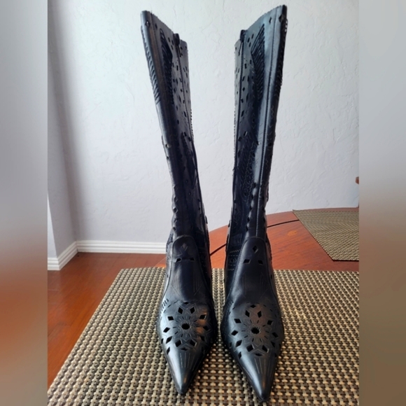 Steve Madden black leather boots 6s - Picture 4 of 7